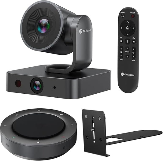 4K Conference Room Camera System, AI Auto-Tracking PTZ Camera 3x Optical/5x Digital Zoom with Bluetooth Speakerphone Set, 120° Wide-Angle, 16-Foot Mic Pickup, for Zoom YouTube Teams OBS and More