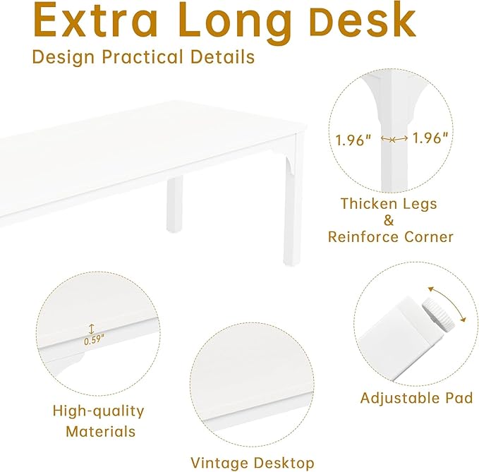 Conference Table, Super Sturdy Large Rectangle Meeting Seminar Table, Long Business Tables, White, 8Pcs