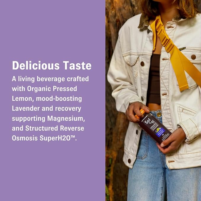Organic SuperAde Hydration Drink, Digestive Health + Balanced Mood, SuperFood Lemonade by Sol-ti, Cold-Pressed Lavender, Magnesium, & Lemon Juice Blend,16 Pack (14.9 Fl oz)