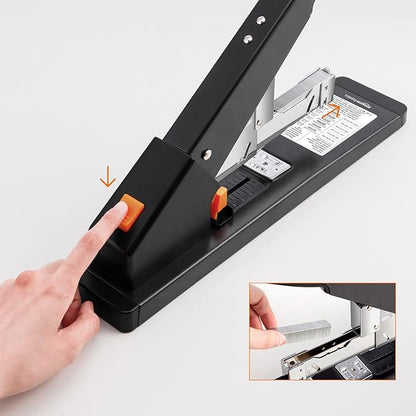 Amazon Basics Heavy Duty Industrial Office Stapler High Capacity, Long Arm, 1000 Staples, 210 Sheets, Black