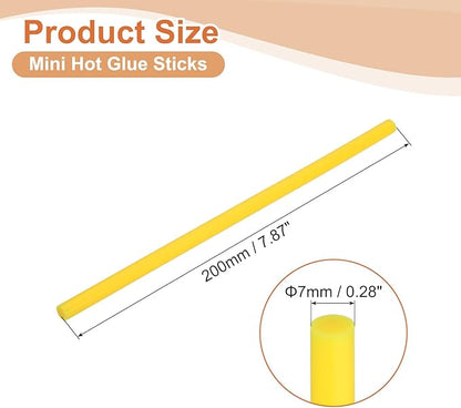 uxcell 8 Pcs Mini Hot Glue Sticks, 0.28" Dia x 7.87" Long EVA Glue Gun Sticks, Light Yellow Mini Hot Melt Glue Sticks for DIY Craft Sticky Projects
