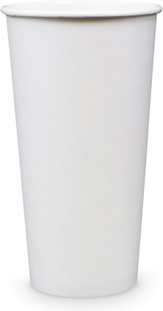 Paper 22oz White Cold Drink Cups, 1000 Count, Home Use, Recyclable, Leak-Proof, Made in USA