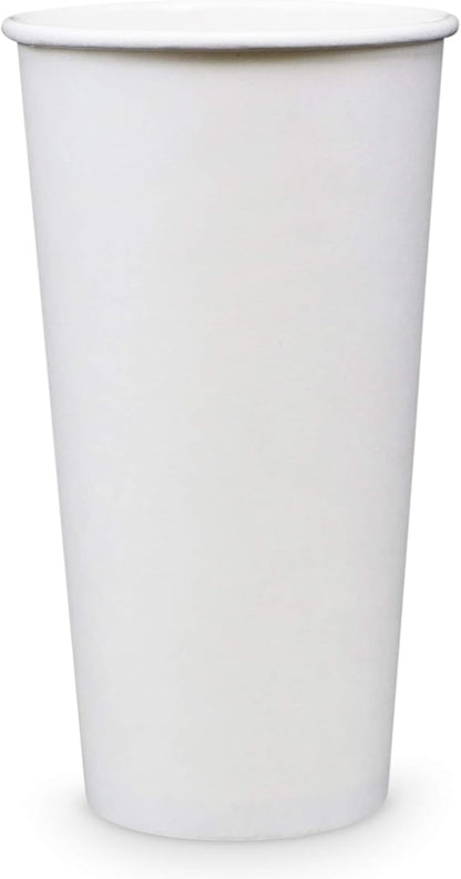 Paper 22oz White Cold Drink Cups, 1000 Count, Home Use, Recyclable, Leak-Proof, Made in USA