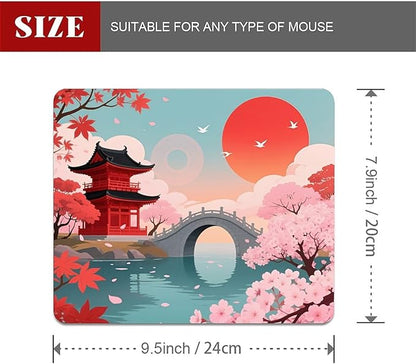 Square Mouse Pad Japanese Sunset Scenery, Personalized Premium-Textured Custom Mouse Mat Design, Washable Mousepad Cloth, Non-Slip Rubber Base Computer Mouse Pads for Wireless Mouse
