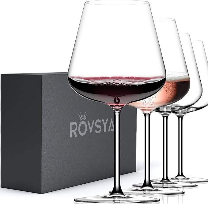Red Wine Glasses Set of 4, 28 oz Large Wine Glasses, Hand Blown Crystal Clearer, Lighter for Tasting, Unique Gifts for Anniversary, Birthday, Wedding, Father's Day
