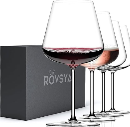 Red Wine Glasses Set of 4, 28 oz Large Wine Glasses, Hand Blown Crystal Clearer, Lighter for Tasting, Unique Gifts for Anniversary, Birthday, Wedding, Father's Day