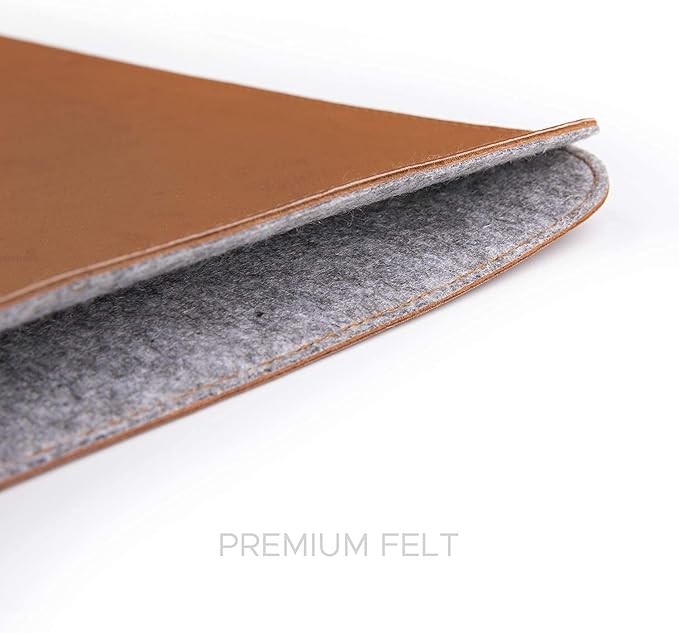 Comfyable Laptop Sleeve 14 Inch Precisely Compatible with MacBook Pro M4 M3 M2 M1 Pro/Max 2024, Faux Leather Cover Case 14 in, Brown