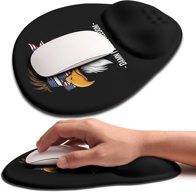 Palm-Rest and Wrist-Hugging Mouse Pad Wrist Rest, Ergonomic Wrist Support with Curve Fitting Cushioned Memory Foam for Carpal Tunnel Pain Relief, 9.9 x 8.3 Inch, DILF