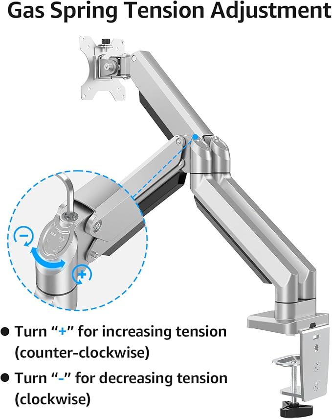MOUNTUP Dual Monitor Desk Mount, Die-Cast Aluminum Fully Adjustable Double Monitor Arm with Gas Spring, Computer Monitor Stand Fits 2 Screen 17 to 32 inch - Each Arm Holds 4.4-19.8LBS, MU0024