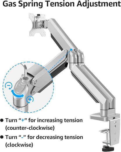 MOUNTUP Dual Monitor Desk Mount, Die-Cast Aluminum Fully Adjustable Double Monitor Arm with Gas Spring, Computer Monitor Stand Fits 2 Screen 17 to 32 inch - Each Arm Holds 4.4-19.8LBS, MU0024
