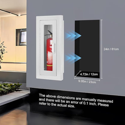 Fire Extinguisher Recessed Wall Cabinet, Galvanization Steel Fire Extinguisher Box with Magnetic Door, Suitable for 10 Lb Fire Extinguishers, Equipped Acrylic High-Position Sign (White)