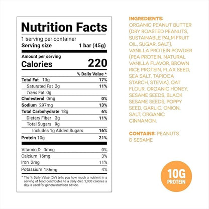 FROPRO Snack Bars - Plant Based Protein Bars, All-Natural, Gluten, Dairy, & Soy Free, High Protein Bars with Low Calories | Everything Bagel, 12 Pack