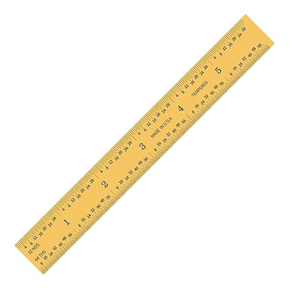 PEC Tools Rigid 6" x 150mm Ruler, Titanium Nitride Coating, Markings of 1/32", 1/64", 0.5mm, 1mm, Suitable for Engineers and Technicians Working Between Imperial and Metric Systems, Made in USA