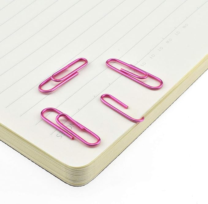 HAHIYO Paper Clips 1.1" (28mm) Length Pink Paperclips Bright Colors Vinyl Coated Prevent Scratching Tearing The Pages Sturdy for Bookmark Organize Home Office School 150 Pack