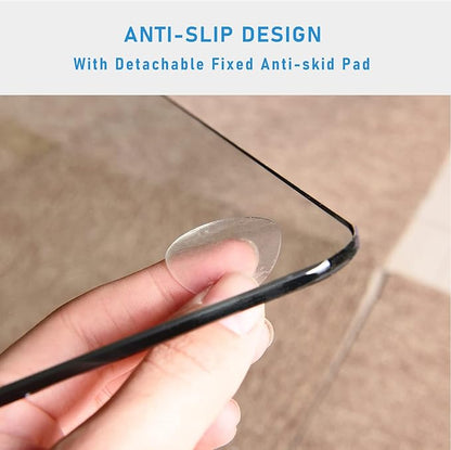GLSLAND Office Chair Mat for Carpet - 36" x 46" Tempered Glass Floor Mat - for Office Chair on Carpet - 1/6" Thick Clear Computer Floor Mat with 4 Anti-Slip Pads