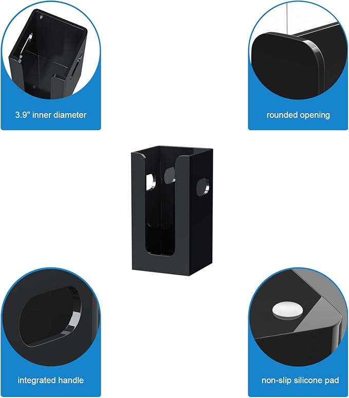 WINFFOR Disposable Cup Organizer Dispenser - Black Acrylic Cup and Lid Holder with Handles Plastic Cup Dispenser Countertop Paper Coffee Cup Holder for Coffee Bar House Party Essentials