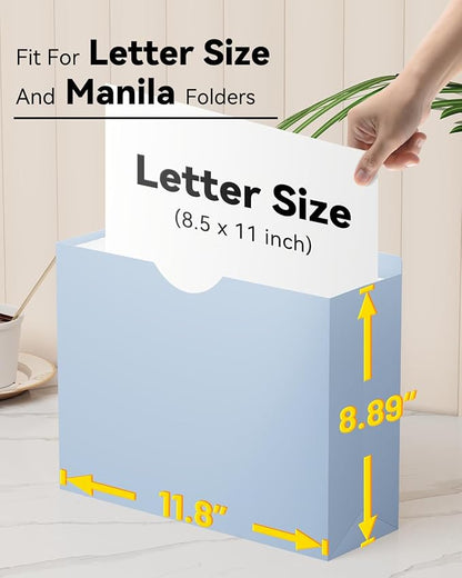 ANSOOK Plastic 3" File Jackets,Manilla Folders 8.5 x 11 Letter Size,12 Pack Expanding File Folder,Heavy Duty Expansion Pocket,Reinforced Straight Cut Tab,Morandi Color Manila Folders for Office Home