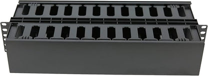 Raising Electronics 2U Horizontal Double Sided Finger Duct Cable Manager 19 Inch Rack Mount