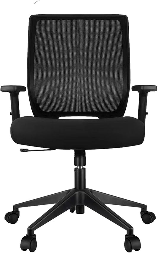 Ergonomic Office Chair Home Mesh Desk Chair with Adjustable Arms - Mid Back Computer Chairs for Adults - Swivel Task Chair Comfortable for Home Office (Black)
