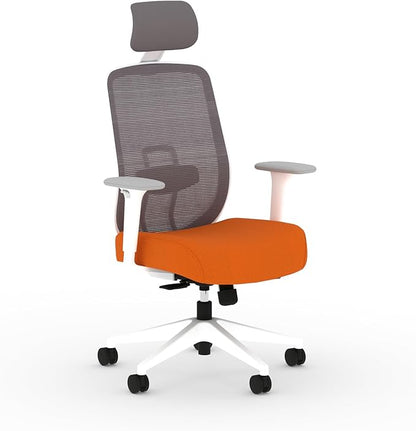 HON Altern Ergonomic Office Chair with Headrest, Arms, Wheels, Foam Cushion Seat, Mid Back Home Office Desk Chair Comfy, Height Adjustable Arms, Synchro-Tilt, White Frame, Apricot