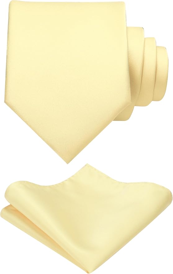 RBOCOTT Solid Color Tie and Pocket Square Hankerchief with Lapel Pin Set for Men