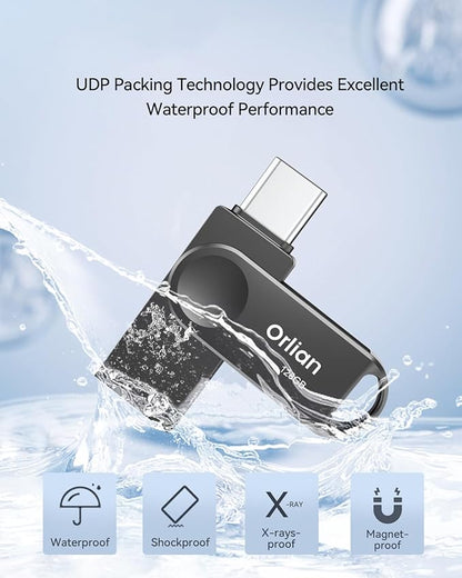 2PCS 128GB USB C Flash Drive for Phone, Dual USB 3.0 Phone Thumb Drive Type-C & USB-A, up to 110MB/S Metal Waterproof Swivel Memory Stick for iPhone 15/16/17, Android, Tablet, Computer PC