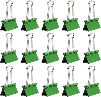 JAM PAPER Colorful Binder Clips - Medium - 1 1/4 Inch (32 mm) - Green Binderclips - 15/Pack