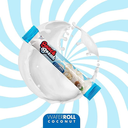 Snack Break Coconut Rolled Wafers, Individually Wrapped, Wafer Rolls with Creamy Coconut Filling, Snacks for Kids & Adults, 24 Individual Packs, Pack of 12