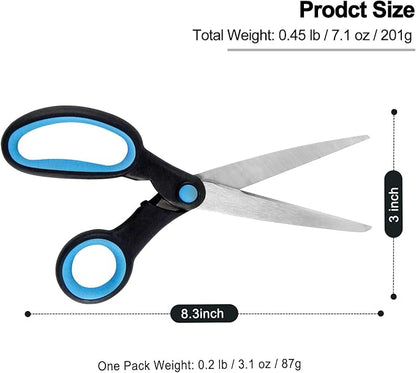 Left Handed Scissors for Adults, 8 Inch Lefty Scissors Bluk for Kids Student, All Purpose Sharp Blades Shears Set of 2 Pack, Great for Craft, Office, Sewing Fabric, Arts, School and Home, Black/Blue