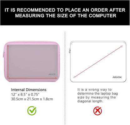 Arvok 11 11.6 12 Inch Laptop Sleeve Case for MacBook Air 12, Water-Resistant Neoprene Notebook Computer Tablet Sleeve, Carrying Bag Cover for Chromebook/HP/Dell/Lenovo/Asus/Acer, Pink