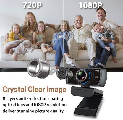NexiGo N980P 1080P 60FPS Webcam with Microphone, HD USB Computer Camera, Built-in Dual Noise Reduction Mics, 120 Degrees Wide-Angle for Zoom/Skype/FaceTime/Teams, PC Mac Desktop (Renewed)