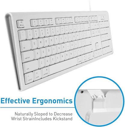 Macally Full-Size USB Wired Keyboard for Mac Mini/Pro, iMac Desktop Computer, MacBook Pro/Air Desktop w/ 16 Compatible Apple Keyboard with Numeric Keypad, Rubber Domed Keycaps - Spill Proof