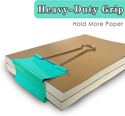 18PCS Jumbo Binder Clips 3 Inch, Green, Binder Clips Extra Large Heavy Duty for Office Supplies