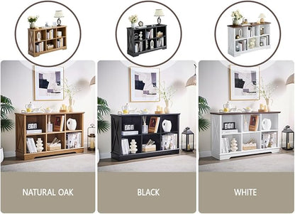 Book Shelf, 6 Cube Storage Organizer, 2-Tier Open Shelf Wooden Bookcase, Freestanding Wood Cube Storage Bookshelf for Bedroom, Living Room, Home Office (Natural Oak)