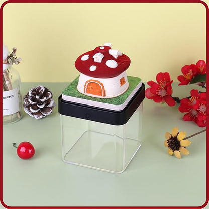 3D Time Piece Calendar 2026 DIY Calendars Tear Away Carving Art 3D Memo Pad Calendar With LED Lights sculpture artsy pads calendar notepad for Desktop Decor-Red Mushroom House