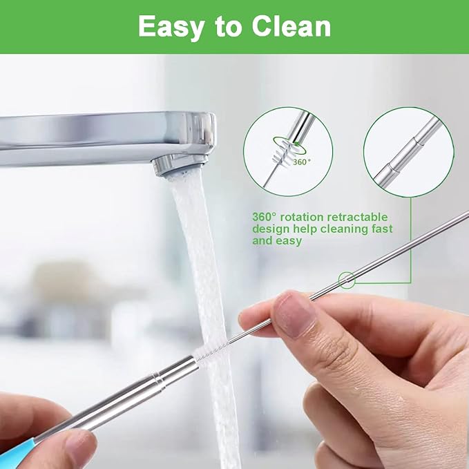 Kynup 4Packs Reusable Straws, Metal Straw with Silicon, Travel Drinking Straws with Case, Keychain, Cleaning Brushes, Silicon Pcs Perfect for Travel, Gifts (20 PCS) Blue-Rose Gold-Red-Turquoise
