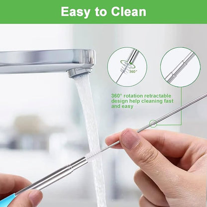 Kynup 4Packs Reusable Straws, Metal Straw with Silicon, Travel Drinking Straws with Case, Keychain, Cleaning Brushes, Silicon Pcs Perfect for Travel, Gifts (20 PCS) Blue-Rose Gold-Red-Turquoise