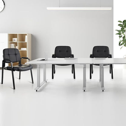 CLATINA Waiting Room Guest Chair with Bonded Leather Padded Arm Rest for Office Reception and Conference Desk Black 6 Pack