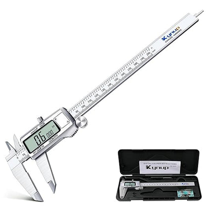 Kynup Digital Caliper 8 inch, Measuring Tool, Caliper Sets, Stainless Steel, Full Turn Off,Switch from Inch Metric Fraction, Micrometer Digital for Household, DIY(200MM)