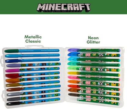Innovative Designs Minecraft Gel Pens Set for Kids, 24 Pack with Glitter Gel Pens, Cute Pens for Boys and Girls