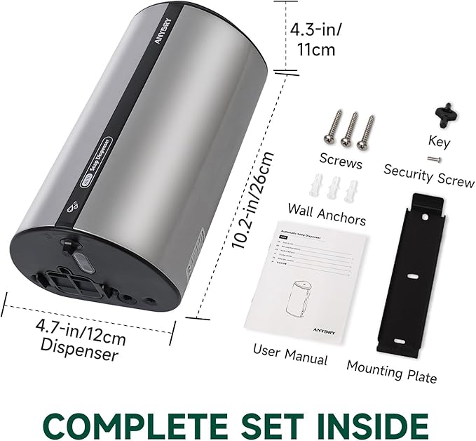 29fl.oz/850ml Commercial Automatic Liquid Soap Dispenser Wall-Mounted Large Capacity Model 1209 Silver