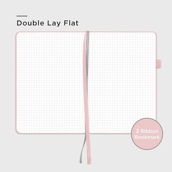 &And Per Se Graph Journal Notebook, 160 Pages, A5 5.7 x 8 inches 100 gsm Thick Paper Notebook Journals for Writing, Grid Hardcover Notebook(1 Pack, Pink)