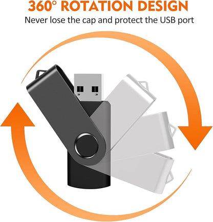 AreTop 50 Pack 16GB Bulk Flash Drives USB 2.0 Thumb Drive Swivel Memory Stick Bulk USB Drives (50 Pack 16GB, Black)