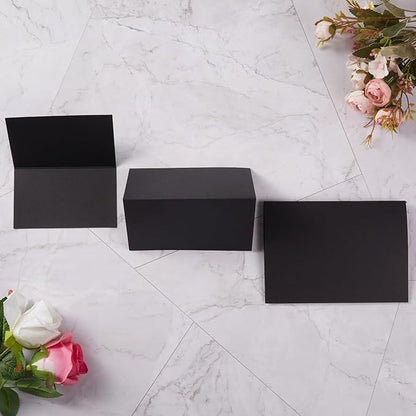 50 Pack Blank Cards Folded Cardstock Thank You Blank Greeting Cards for Invitations, Wedding, Greeting Cards, All Occasion DIY (Black, 4x6)