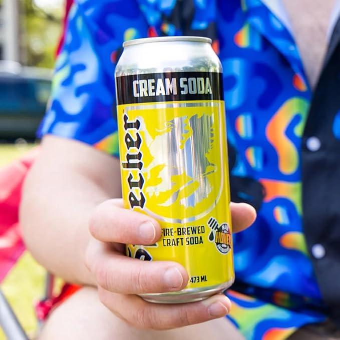 Sprecher Cream Soda Craft Soda – Fire-Brewed with Real Honey, Rich Vanilla Honey Flavor, Handcrafted, Caffeine-Free Gourmet Beverage – 16 fl oz Cans (12 Pack)