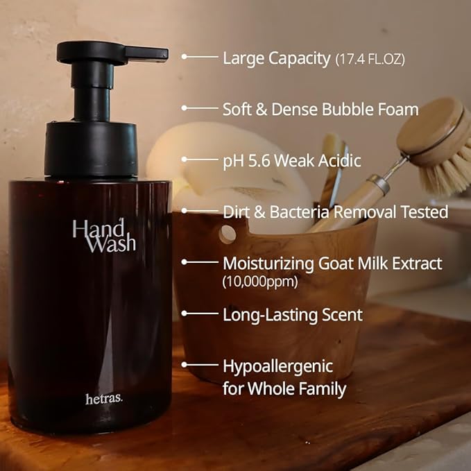 hetras. Perfume Bubble Hand Wash with Pump Dispenser 17.4 fl oz x 2 Pack | Bombshell - Floral & Fruity Scent | Hydrates & Cleanses Skin | Gentle & Mild Ingredients
