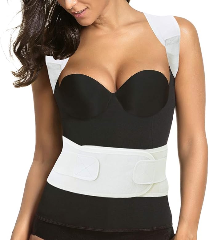 Thoracic Back Brace Posture Corrector - Magnetic Support for Neck Shoulder Upper and Lower Back Pain Relief - Perfect Posture Brace for Cervical Lumbar Spine - Fully Adjustable Belt (Beige, X-Large)