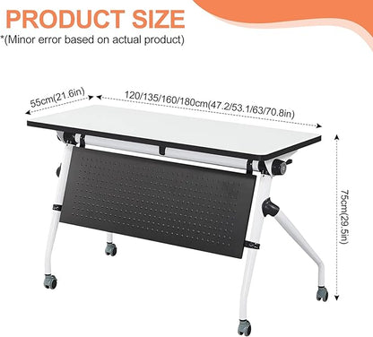 Conference Room Table, Folding Conference Table with Flip-Top Design, Mobile Seminars Dynamic Meetings Training Tables for Offices, Classrooms, and Meeting Room (6, 1908, 47.2)