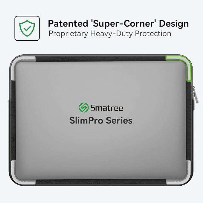 Smatree SlimPro Laptop Sleeve Case for 14 inch Acer Swift 1 Laptop - SF114-34-P7FH, Case with Swift-Access Accessory Pocket, Patented Super-Corner Design, Light Grey (S420LG)