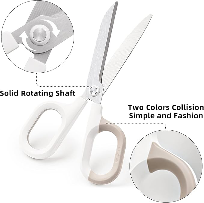 Multipurpose Scissors, Comfort-Grip Handles Sharp Scissors for Office Home School Craft Sewing Fabric Supplies (6", White)